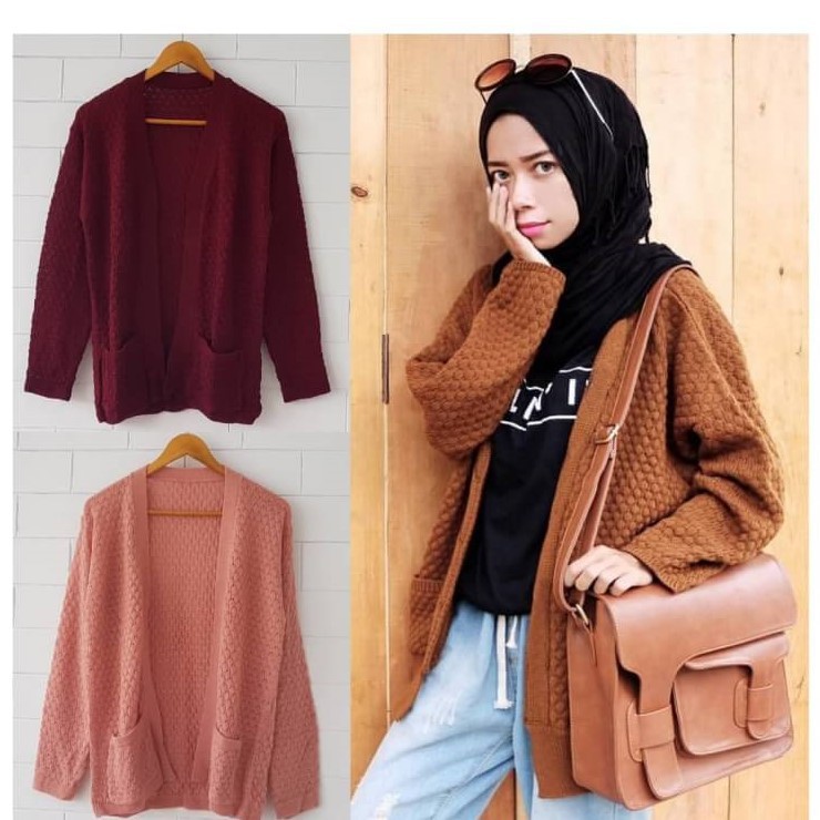 Popcorn Cardi - Cardigan Wanita - Baju Rajut Nanas Wanita