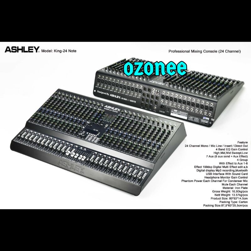 MIXER ASHLEY KING 24 NOTE ORIGINAL 24 CHANNEL USB BLUETOOTH