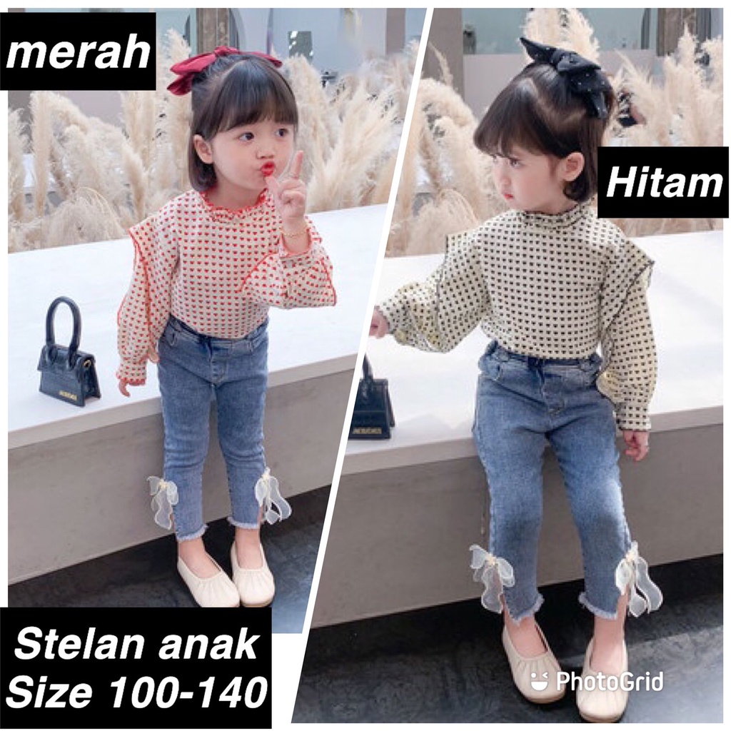 (LOLI-JKT) BS-195 SET ANAK CEWEK JEANS CINTA SIZE 100-140