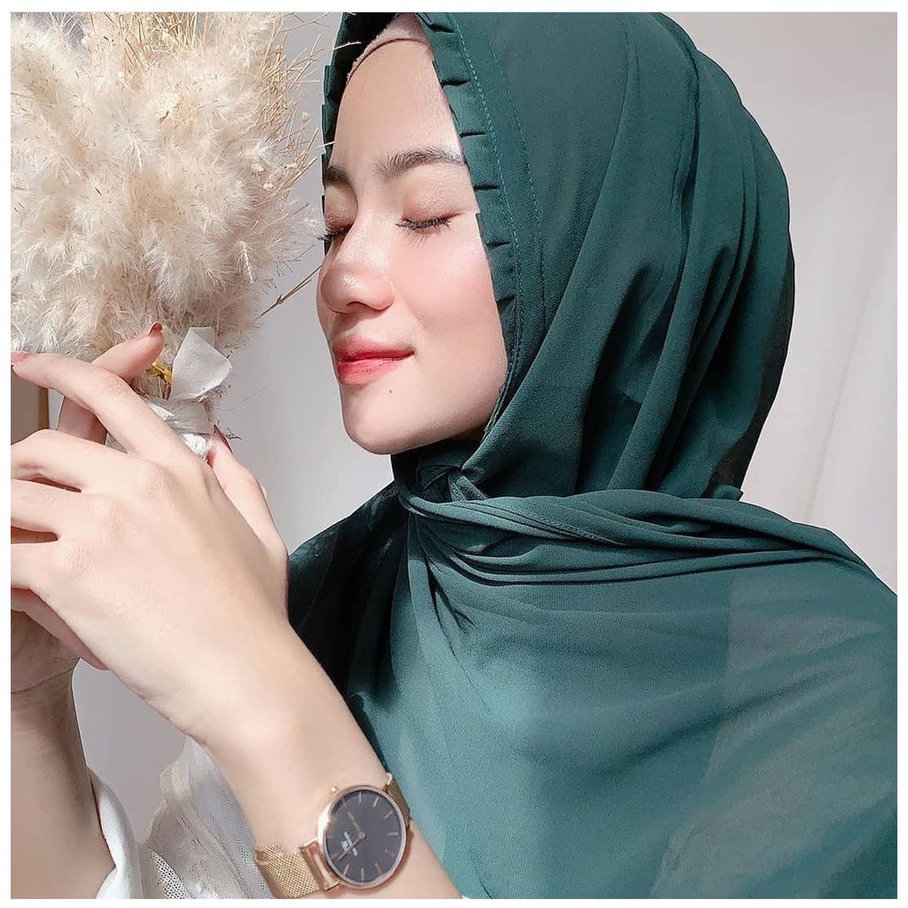 Pashmina instan tali lipit gerigi , bahan diamond crepe (TERBARU)