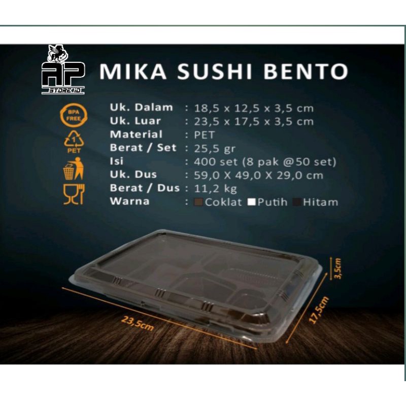 Mika Tray Bento Sushi &amp; Bento SG Warna Coklat