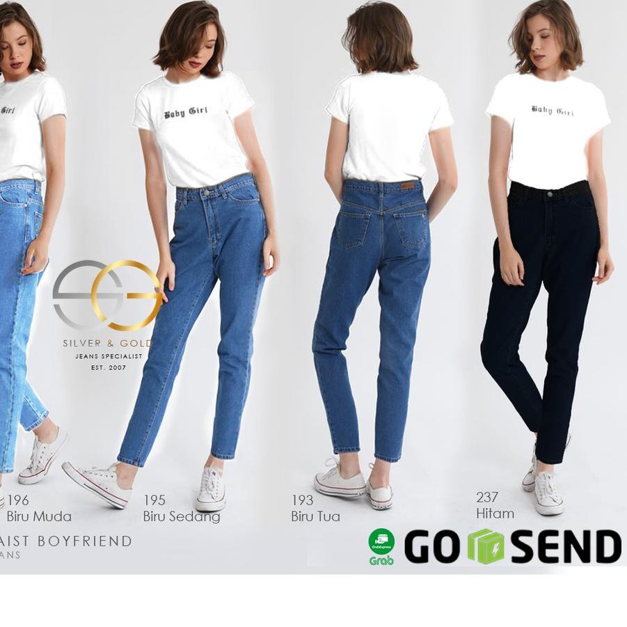 Special Price - AF Fashion - Plain Highwaist Boyfriend Jeans By ‘SilverGold’ Jeans