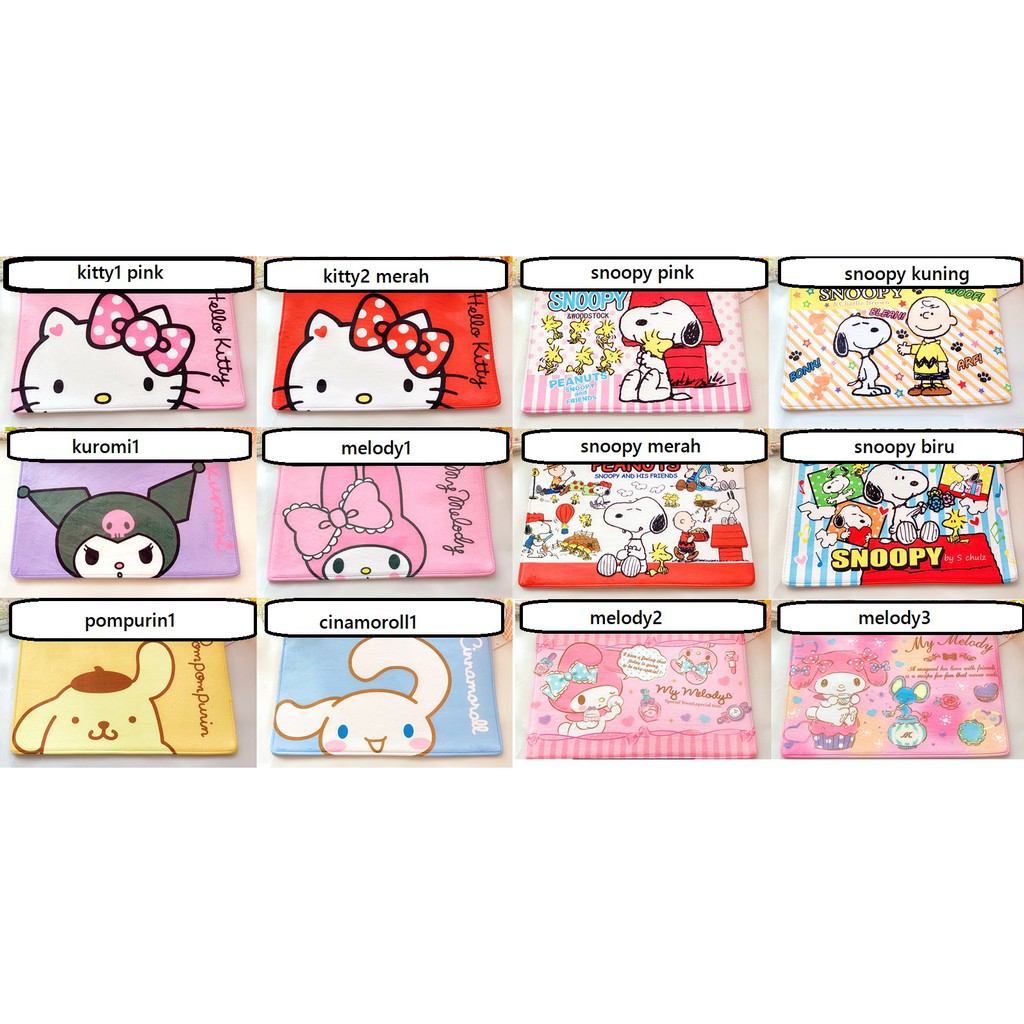 Keset Alas Kaki Pendek Antislip KS01 High Quality Hello Kitty Melody snoopy twinstar cinamoroll