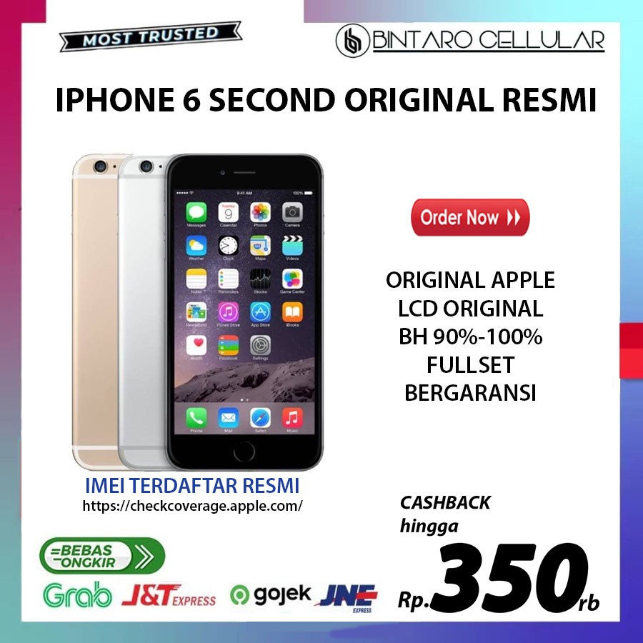 100% Asli Iphone 6 128GB 64GB 16GB Fullset Second Original Ex Inter