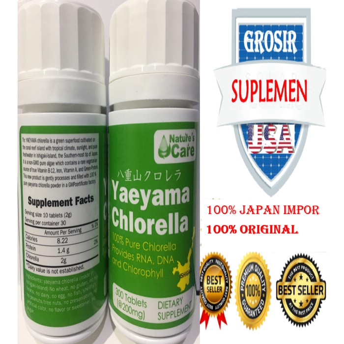Sun Chlorella JAPAN YAEYAMA IMPOR 300TABLET 100 ASLI ORIGINAL