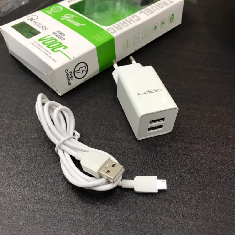 CHARGER VIVO VOOC P11 FINEST 2USB OUTPUT KABEL MICRO USB KUALITAS BAGUS