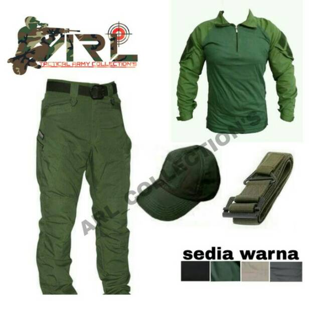 Top promo setelan satu set celana/kaos/topi/sabuk tactical blackhawk/bdu/army airsoft outdoor