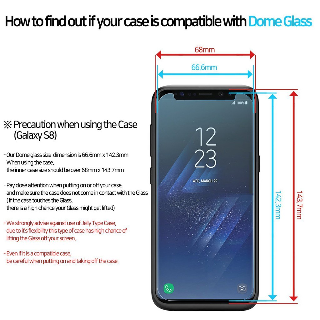 Original Full Adhesive Tempered Glass WhiteStone Dome Galaxy S8