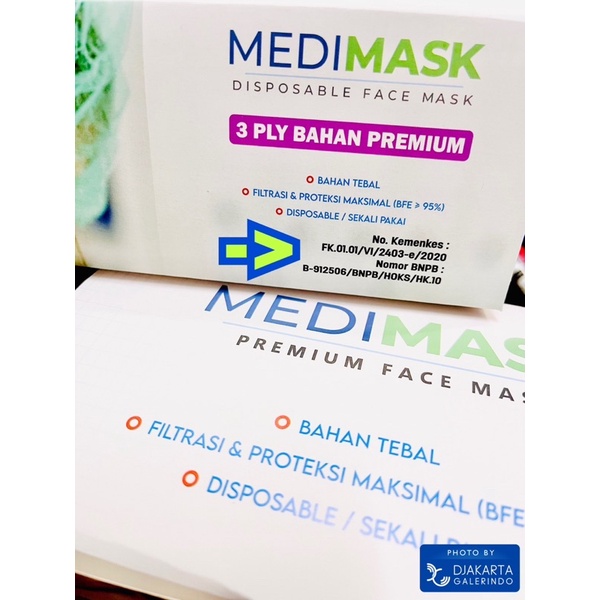 Masker Earloop Premium MEDI MASK 3ply isi 50 Pcs