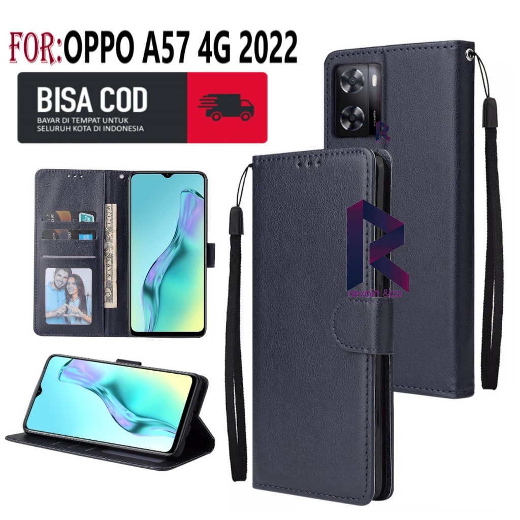 FLIP COVER NEW OPPO A57 2022 CASING DOMPET FLIP WALLET LEATHER KULIT PREMIUM SARUNG BUKA TUTUP FLIP CASE OPPO A57 4G 2022