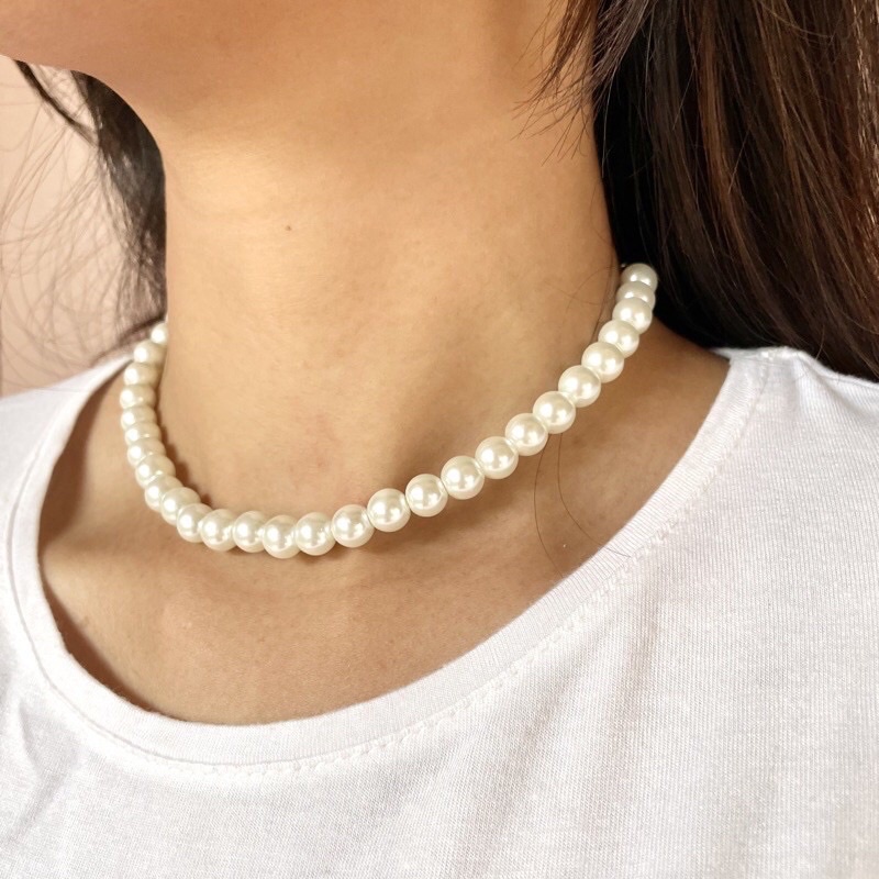 Pearl Necklace - Kalung Mutiara - Kalung Wanita dan Pria 6mm 8mm kalung wanita kalung mutiara kalung mutiara pria kalung fashion kalung manik