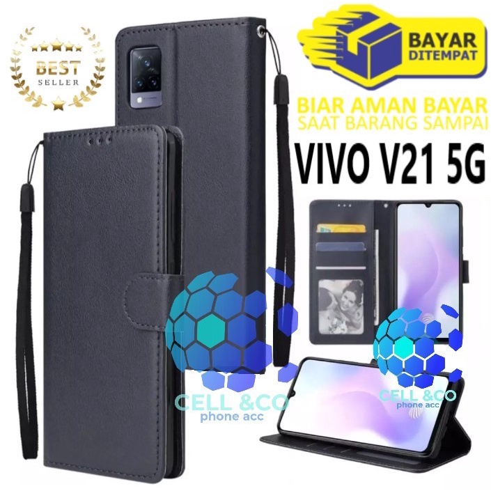 NEW VIVO V21 5G CASE FLIP LEATHER WALLET PREMIUM FLIP CASE BUKA TUTUP KESING HP CASING FLIP CASE WALLET VIVO V21 5G