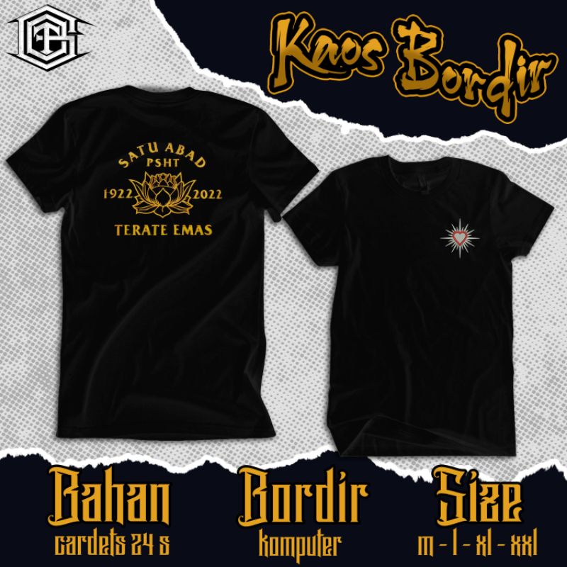KAOS BORDIR PSHT SATU ABAD - KAOS BORDIR TERATE EMAS - KAOS PSHT BORDIR TERBARU