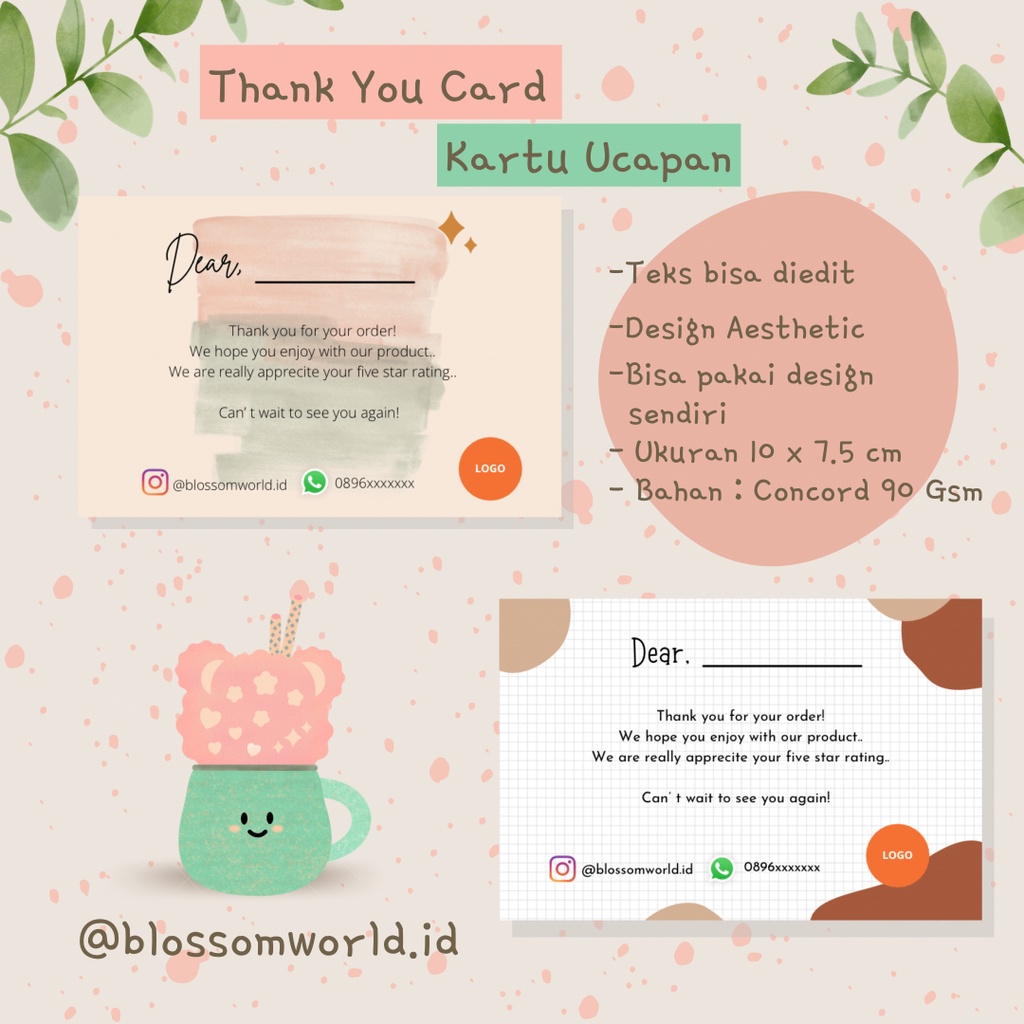 THANK YOU CARD OLSHOP / KARTU UCAPAN OLSHOP / KARTU UCAPAN AESTHETIC / THANK YOU CARD