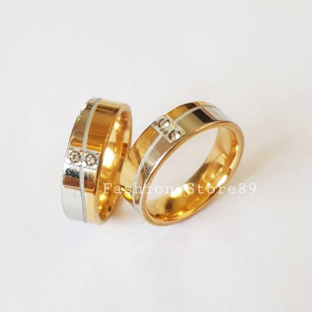 Cincin nikah import antikarat / cincin kawin / cincin emas titanium / couple /cincin couple permata