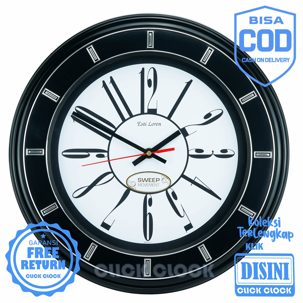 Jam Dinding Unik Polos ESTILOREN HS S2108 PV1 Wall Clock Hiasan Dinding