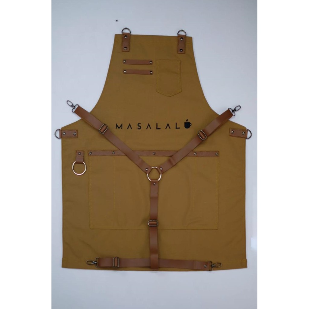 Apron Barista Celemek Coffee shop Apron barbershop kanvas pvc waterproof &amp; synthetic leather for barista/barbershop