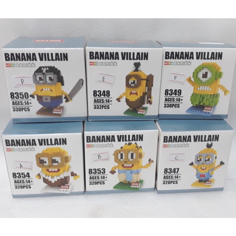 Mainan Lego Hsanhe Micky Mouse Minion Banana Cube World