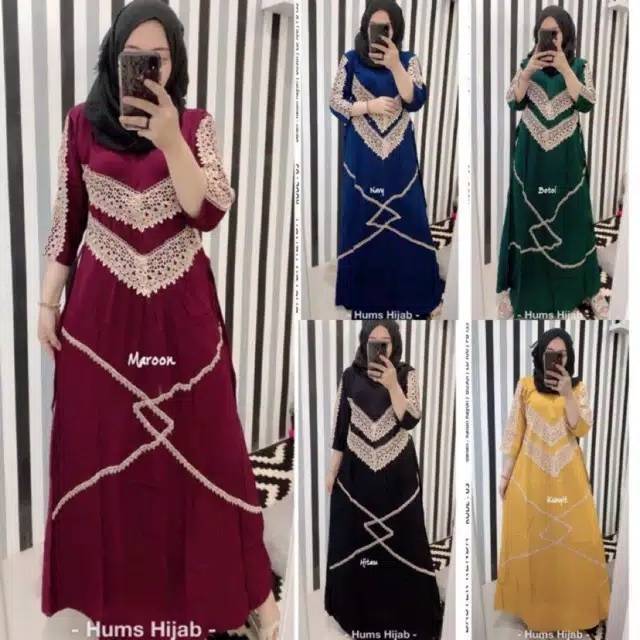 🆙🆕DASTER ARAB SABRINA RENDA MOTIF TERBARU BUSUI RAYON TEBAL TERLARIS Longdres gamis arab zeema renda