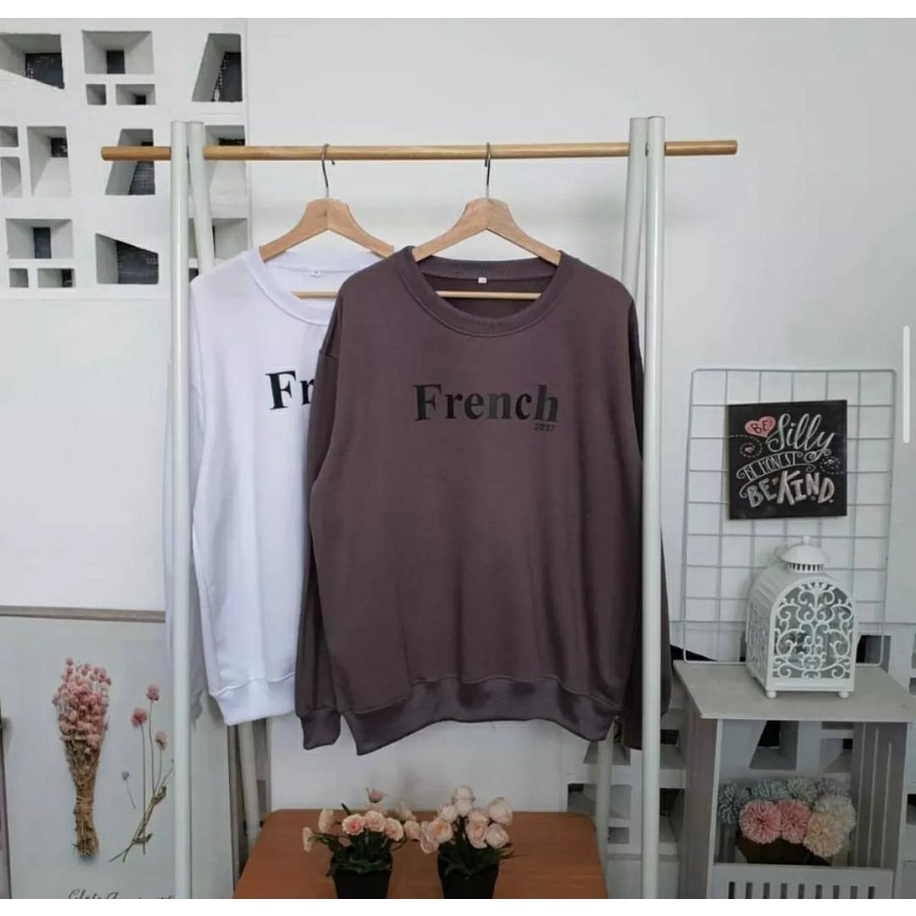 SWEATER CREWNECK WANITA FRENCH - SWEATER FLEECE TEBAL TERMURAH