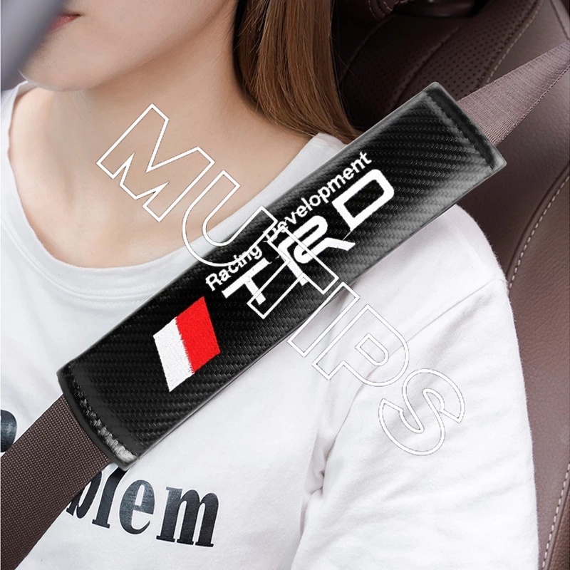 2pcs Bantalan Busa Bahu Sabuk Pengaman Mobil Motif Carbon Fiber Untuk Toyota Avanza Rush Kijiang Innova Calya Razie Yaris Wish Corolla Cross