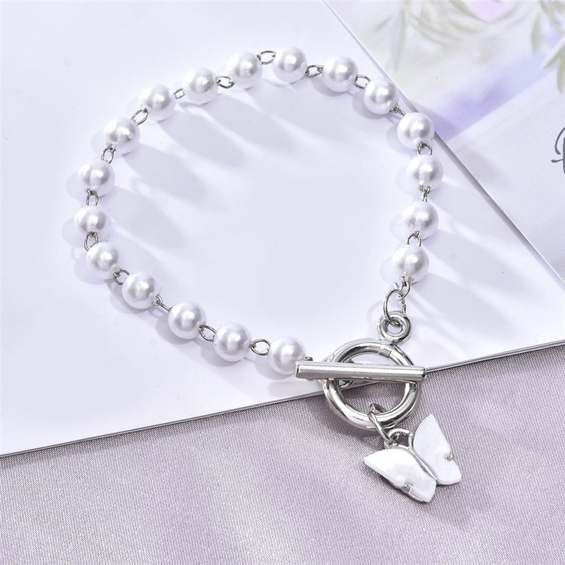 Butterfly Pearl Pendant Bracelet Female Ins Fashion OT Chain Bracelet