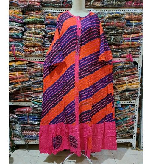 DASTER REMPEL JUMBO CANTIK BUSUI, MODEL GAMIS ROSALIA LENGAN 3/4 MERK SAMMY ORIGINAL MOTIF –Swl31au2