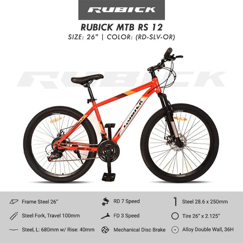 Sepeda MTB Ukuran 26 Rubick RS 12 Murah / Sepeda Gunung Ukuran 26 Rubick RS 12 Murah