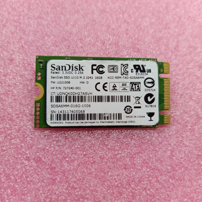 SSD U110 M.2 NGFF 2242 SANDISK 16GB 6GB/s 42mm