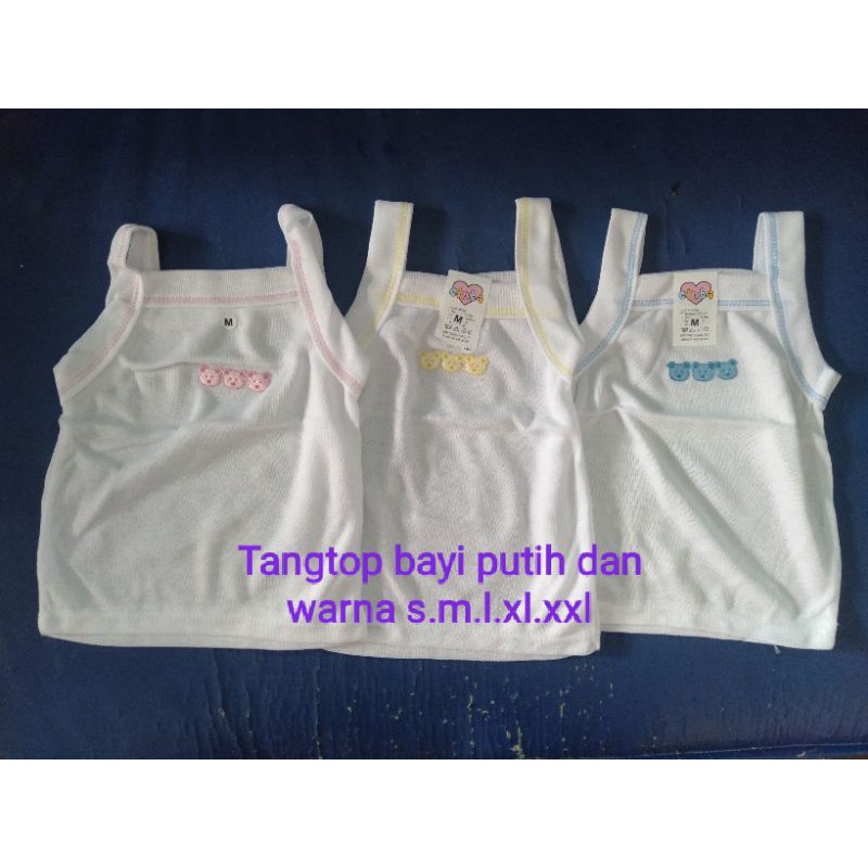 12pcs Tang Top bayi polos putih/Tang Top bayi polos warna/Singlet kamisol polos