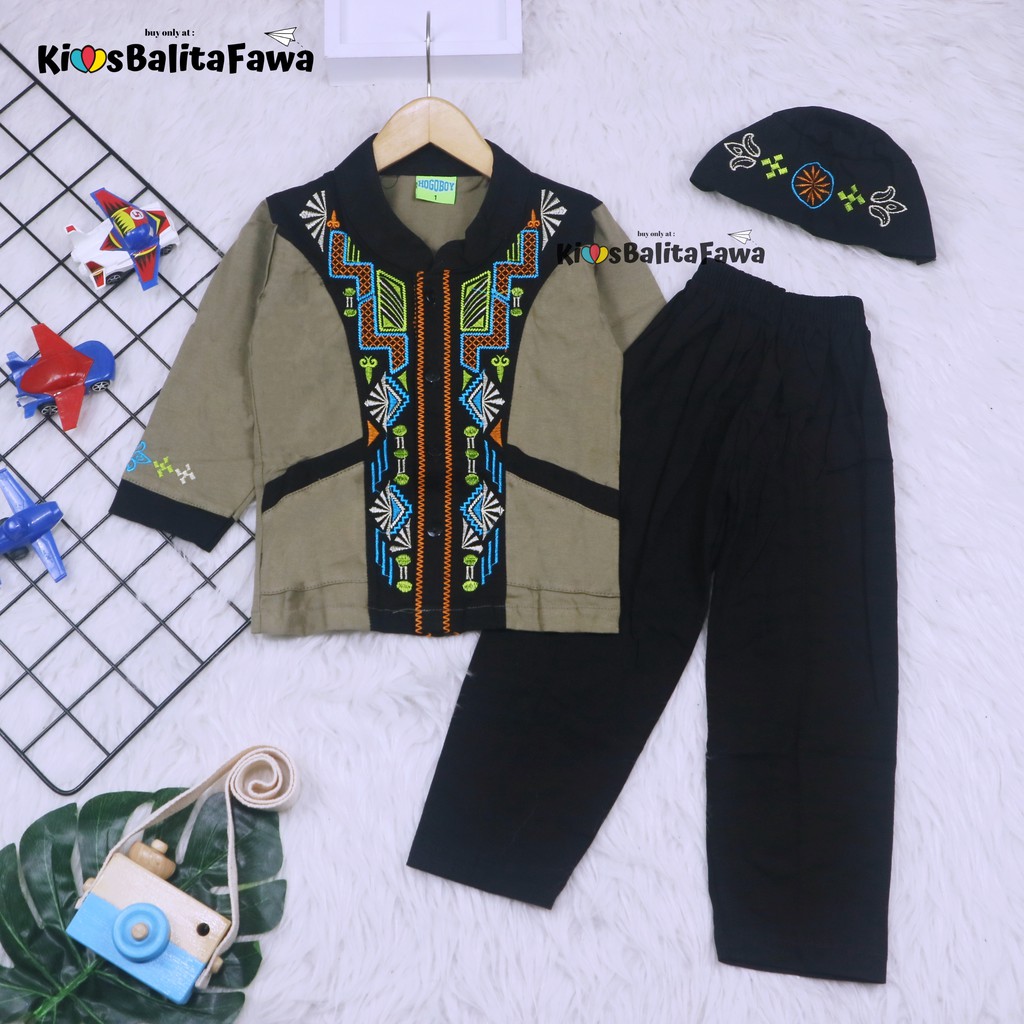 Baju Koko Kurta uk 1-2 tahun / Setelan PREMIUM BORDIR Muslim Anak Laki Laki Polos Turki Bayi Balita