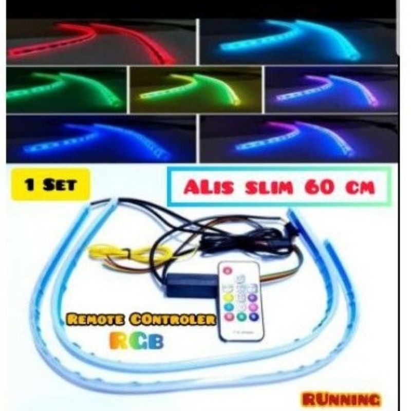 Nv.shopp lampu alis RGB DRL flexibel slim RGB remote rubah warna 60cm motor PCX
