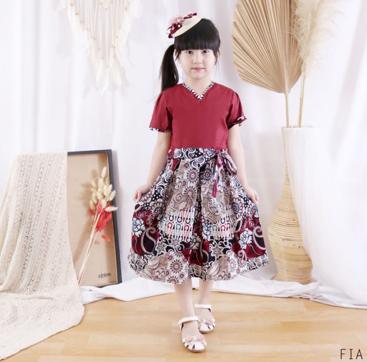 Via Kids Dress - Dress Batik Anak Wanita / Fia