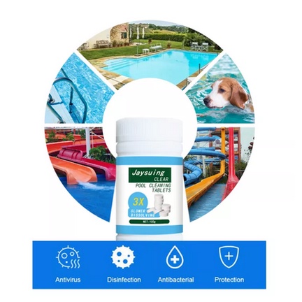 Pool Cleaning Floating Chlorine Klorin Dispenser Pelampung Tablet + 100g Obat Pembersih Kolam Renang-2