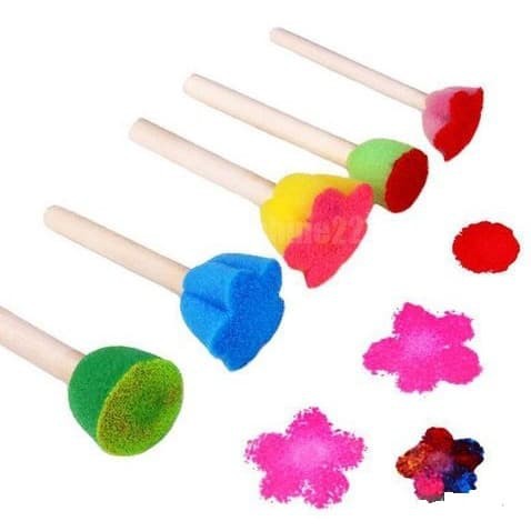 Mini Wood Handle Sponge Push Painting Set (5pcs)