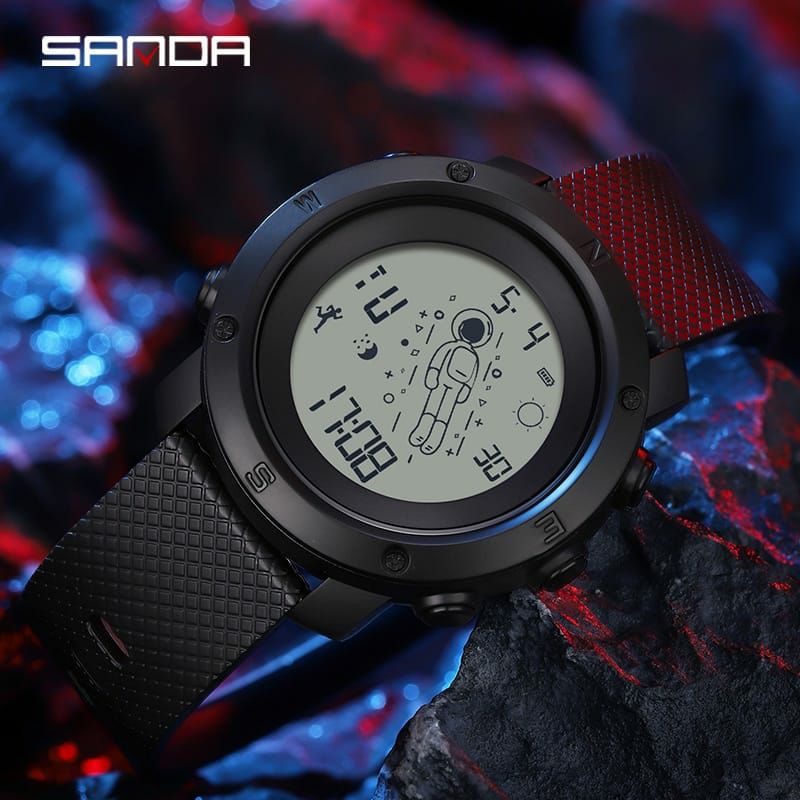 TERVIRAL SANDA 2128 Jam Tangan Pria Digital EL Backlight Jam Astronot Sport Watch Anti Air