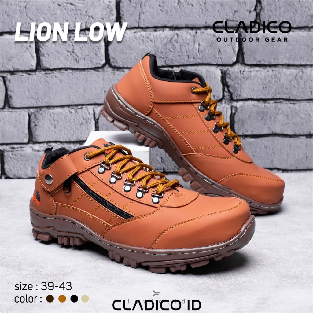 CLADICO Sepatu Safety Pria Boot Pendek Ujung Besi Sefty Lion Low Cowok Kerja Lapangan Proyek Outdoor Mendaki Haiking Berkendara