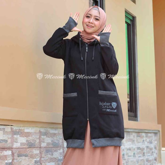 Jaket Wanita Hijaber Mecink Aretha Hitam