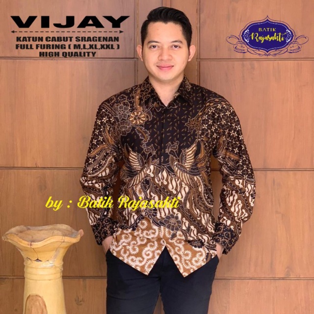 Batik Pria VIJAY Katun Cabut Sragenan Full Furing Termurah