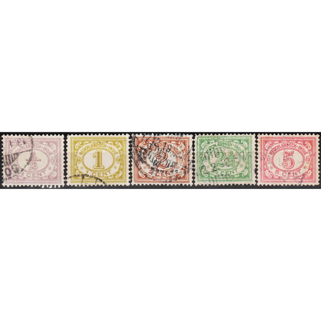 

Perangko Filateli #G31 - Netherlands Indies FU 5v 1902 - 1909 Numeral