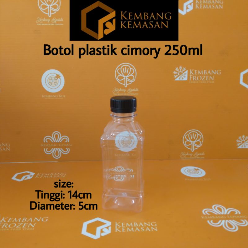 10 PCS BOTOL PLASTIK CIMORY 250ML TUTUP SEGEL HITAM
