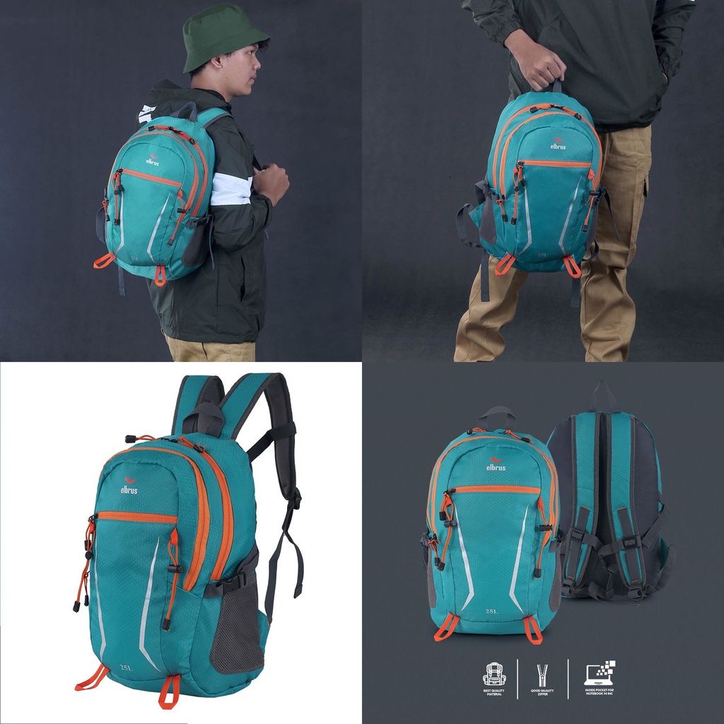 Tas Ransel Sekolah Kuliah Dengan Slot Laptop 14inch Kapasitas 25 Liter Backpack Elbrus Original Tas Punggung