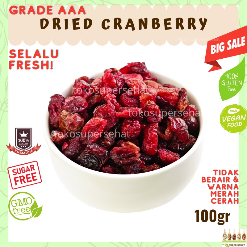 

Dried Cranberry 100gr Tanpa Gula Tokosupersehat