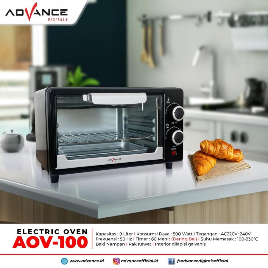 Oven Listrik Advance AOV100 Electric Oven 9 Liter 500 Watt