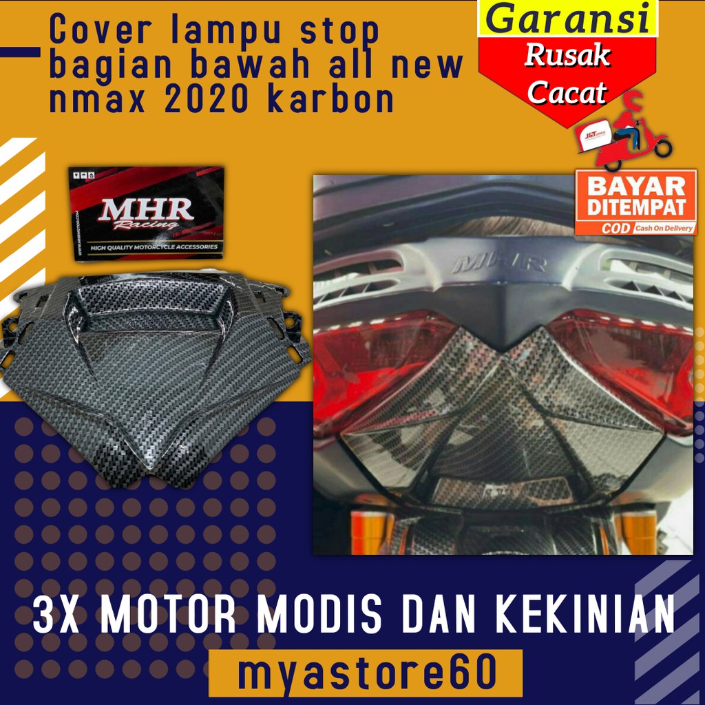 Cover Tutup lampu stop bagian bawah Aksesoris Variasi Yamaha all new nmax 2020 karbon MHR