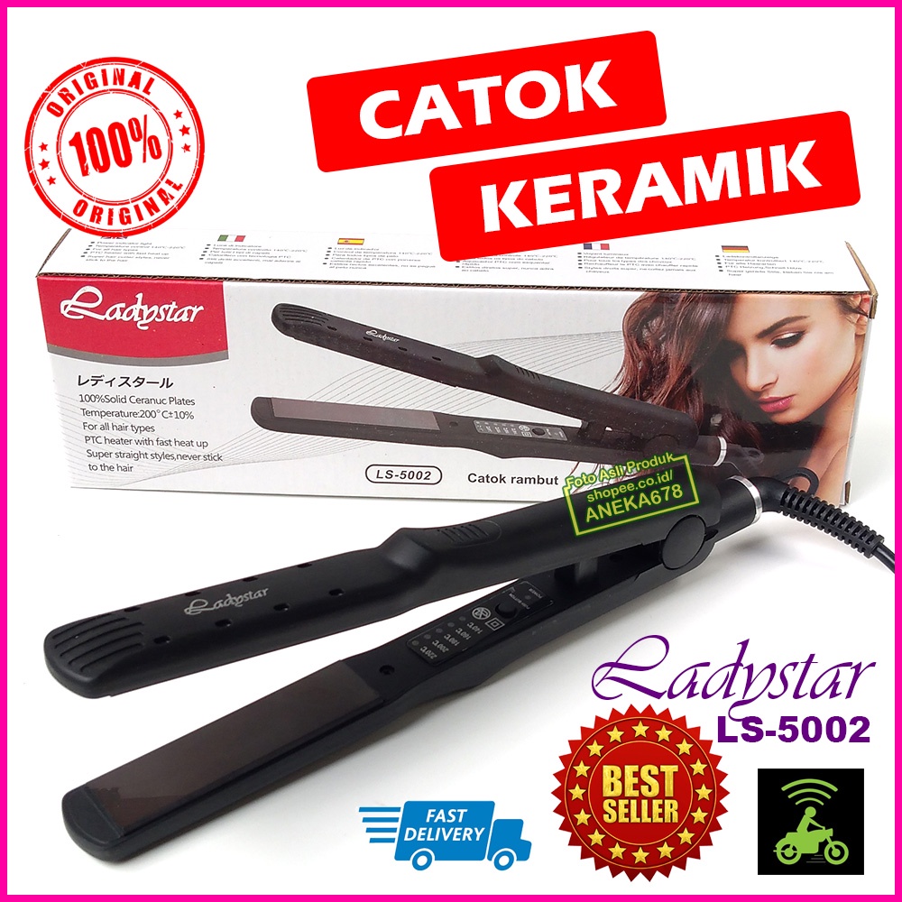 CATOK KERAMIK ASLI ORIGINAL ALAT CATOKAN RAMBUT LURUS LADYSTAR LS 5002