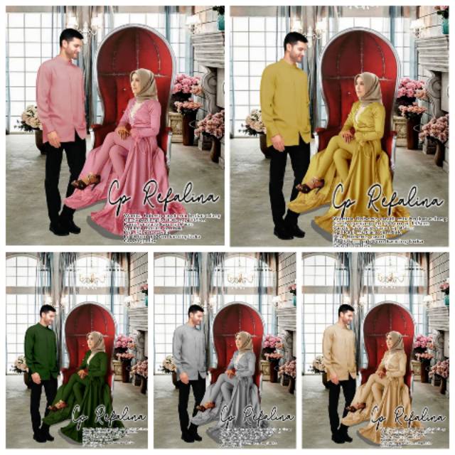 COUPLE REFALINA/ Couple Pasangan Refalina COUPLE GAMIS BRUKAT MUTIARA BAJU PASANGAN MUSLIM KEKINIAN