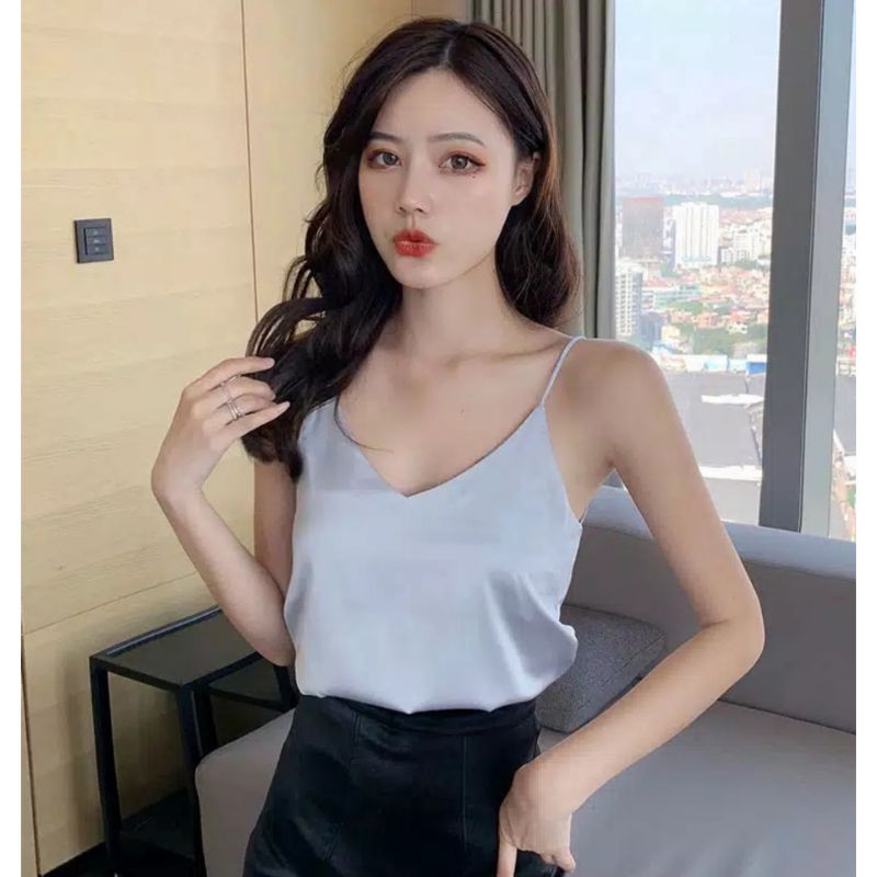 [READY] KOREAN TOP SATIN/TANK TOP SATIN/ATASAN SATIN/ATASAN CASUAL/ATASAN WANITA (XS-XL) AN0012-5