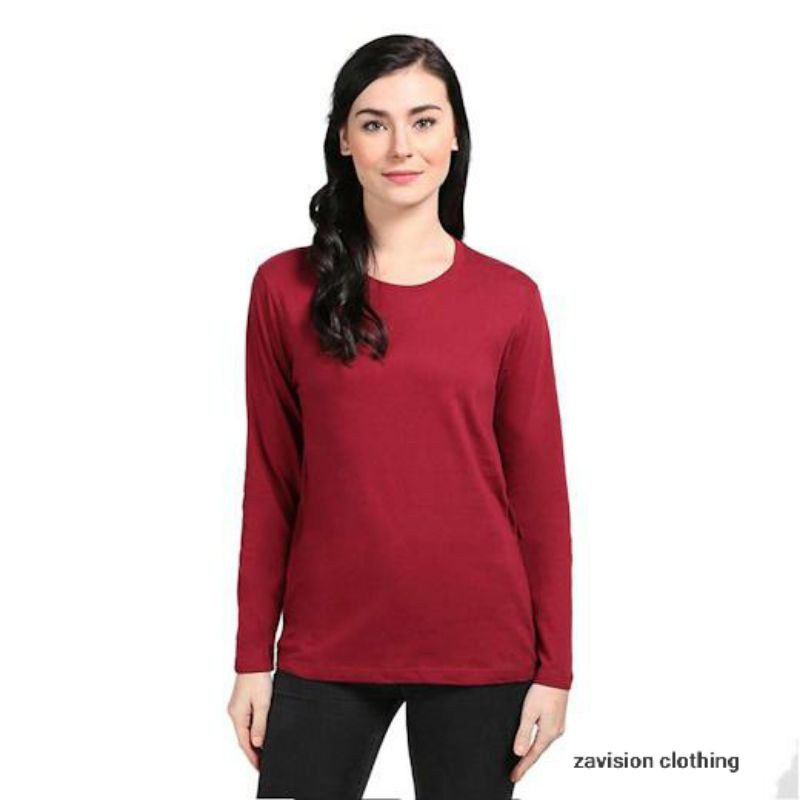 KAOS LENGAN PANJANG MAROON COMBED 30S PREMIUM