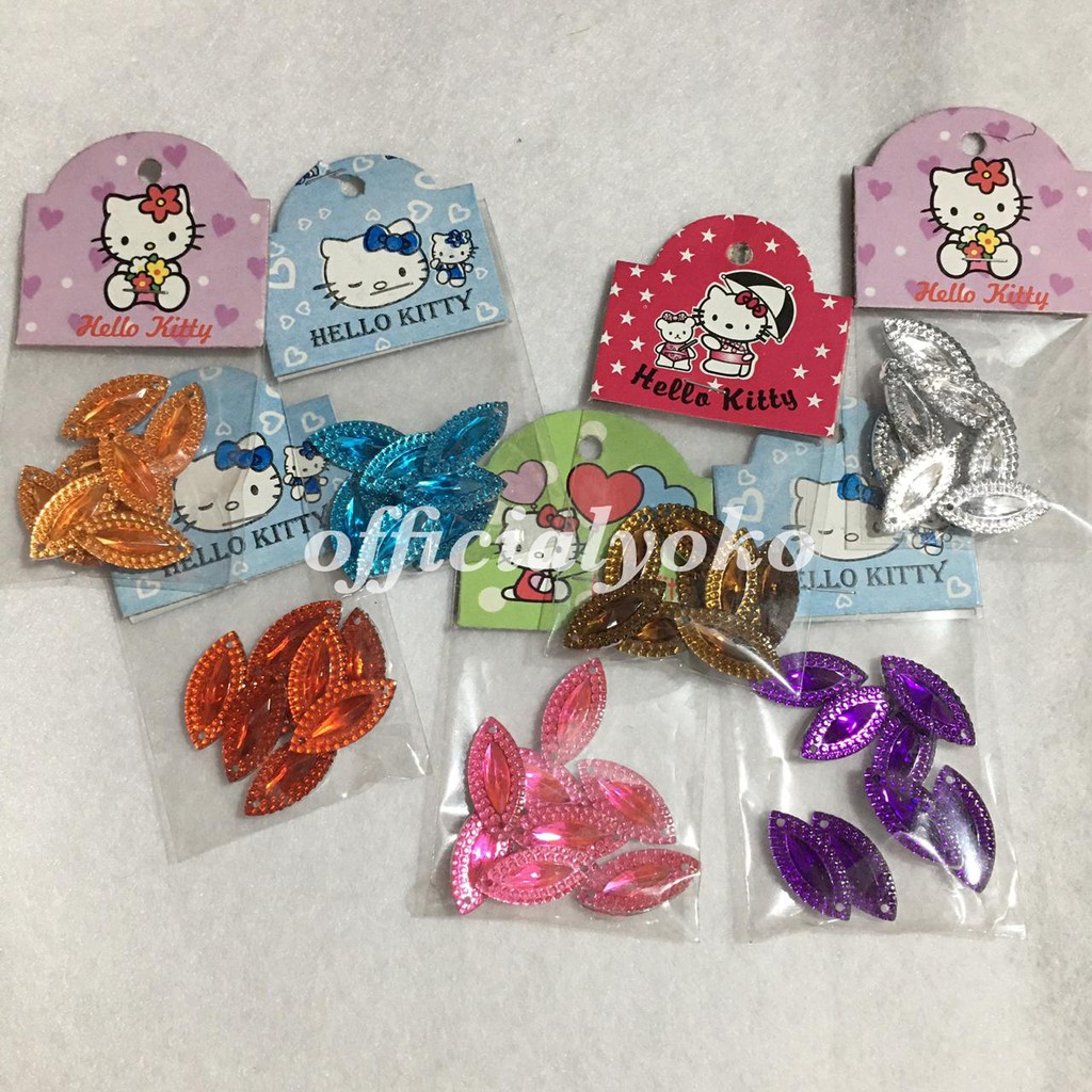 Manik / Permata / Resin Bentuk Lonjong / Daun 2 Cucuk Untuk Baju